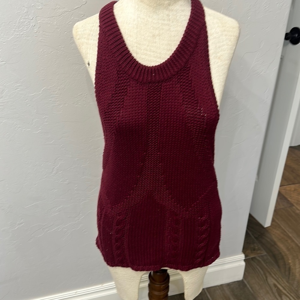 One Teaspoon frontier cable knit tank Bordeaux size small